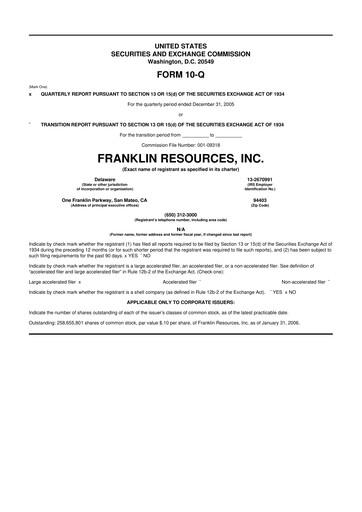 Thumbnail Franklin Resources 10-Q Quarterly Report FY 