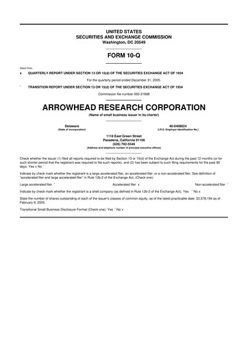 Thumbnail Arrowhead Pharmaceuticals
 10-Q Quarterly Report FY 