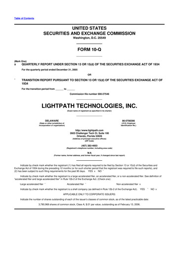 Thumbnail LightPath Technologies 10-Q Quarterly Report FY 