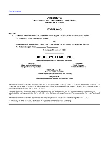 Thumbnail Cisco 10-Q Quarterly Report FY 