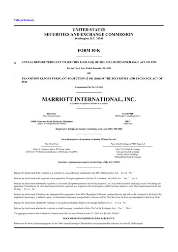 Thumbnail Marriott International 10-K Annual Report 