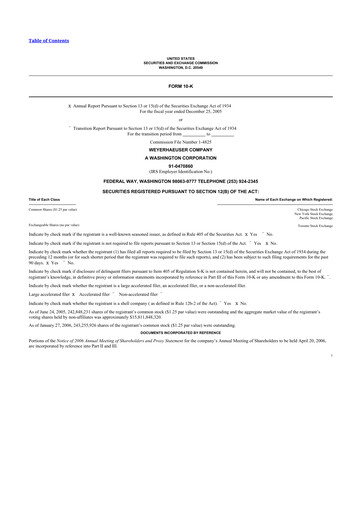 Thumbnail Weyerhaeuser
 10-K Annual Report 