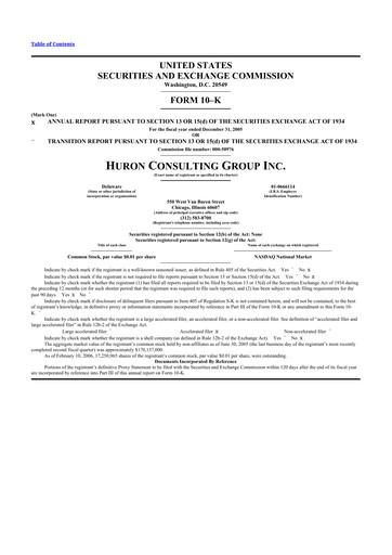 Thumbnail Huron Consulting 10-K Annual Report 