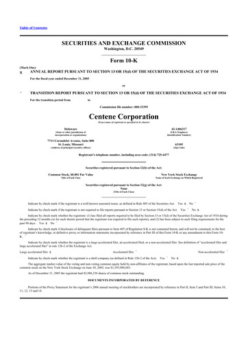 Thumbnail Centene 10-K Annual Report 