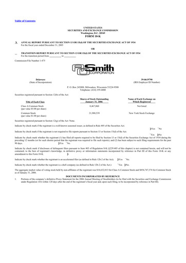 Thumbnail A. O. Smith 10-K Annual Report 