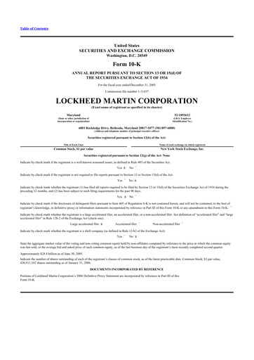Thumbnail Lockheed Martin 10-K Annual Report 