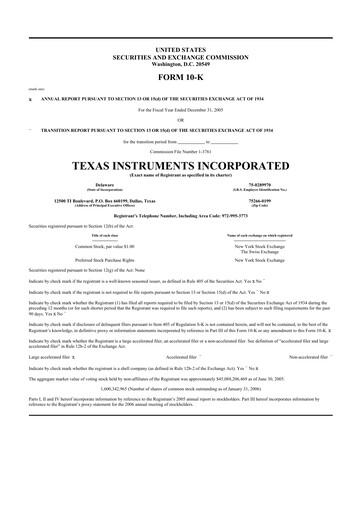 Thumbnail Texas Instruments 10-K Annual Report 