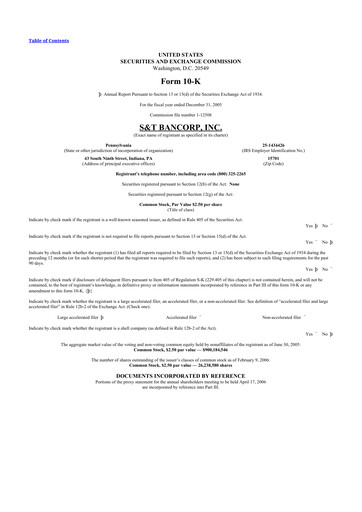 Thumbnail S&T Bancorp 10-K Annual Report 