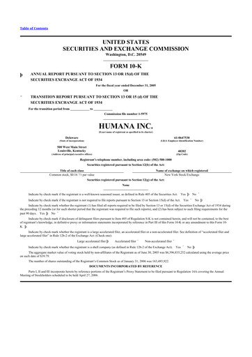 Thumbnail Humana 10-K Annual Report 