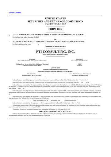Thumbnail FTI Consulting 10-K Annual Report 