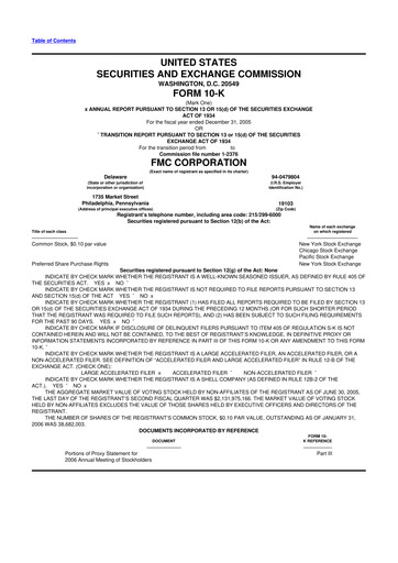 Thumbnail FMC Corporation 10-K Annual Report 