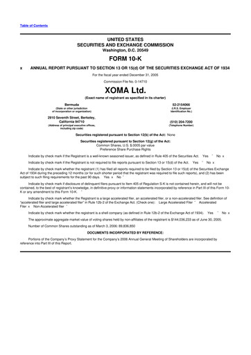 Miniature XOMA Royalty 10-K Rapport annuel 