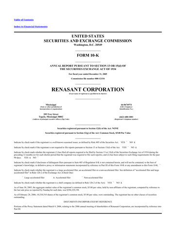 Thumbnail Renasant Corp 10-K Annual Report 