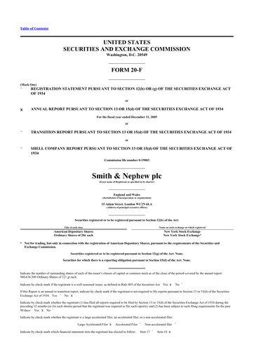 Thumbnail Smith & Nephew
 20-F Annual Report 