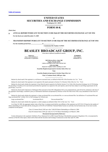 Miniature Beasley Broadcast Group
 10-K Rapport annuel 