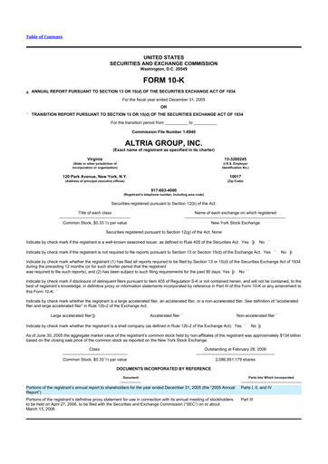 Thumbnail Altria Group 10-K Annual Report 