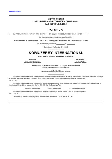 Miniature Korn Ferry
 10-Q Rapport trimestriel  