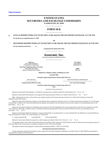 Thumbnail Assurant 10-K Annual Report 