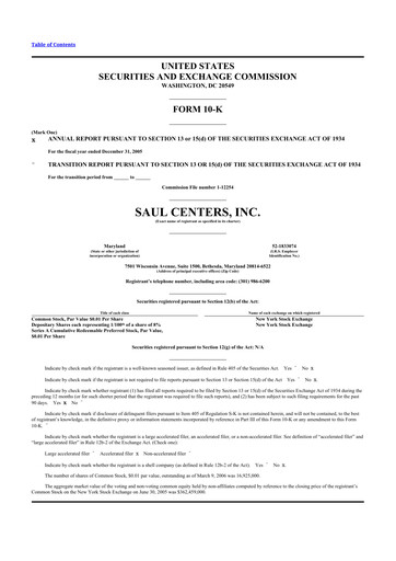 Thumbnail Saul Centers 10-K Annual Report 