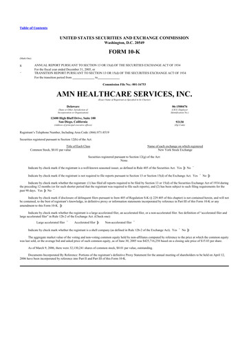 Thumbnail AMN Healthcare Services 10-K Annual Report 