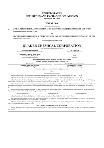 Thumbnail Quaker Houghton 10-K Annual Report 