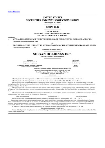 Thumbnail Silgan Holdings
 10-K Annual Report 