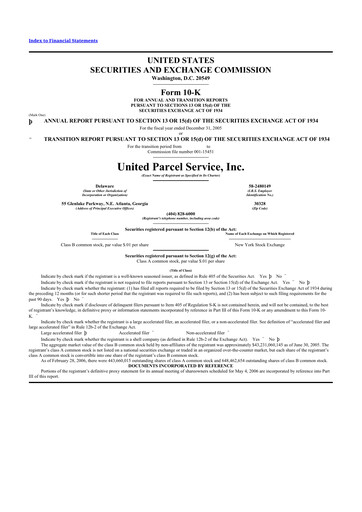 Thumbnail United Parcel Service 10-K Annual Report 