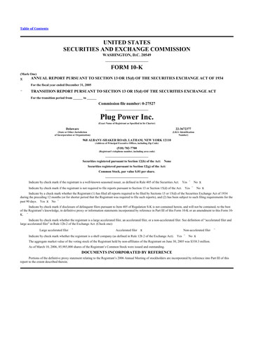 Thumbnail Plug Power 10-K Annual Report 