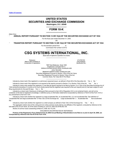Thumbnail CSG International
 10-K Annual Report 