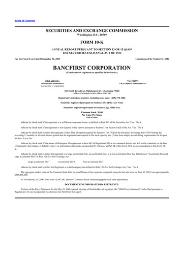 Thumbnail BancFirst 10-K Annual Report 