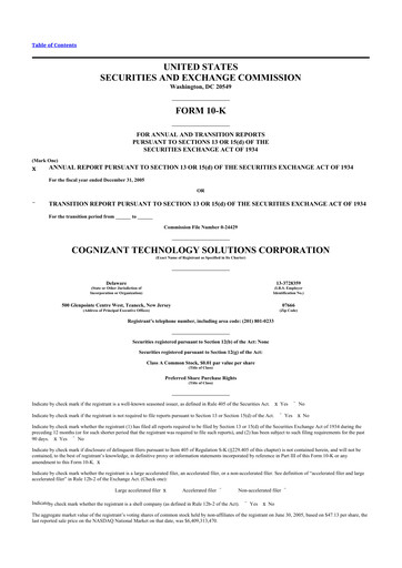 Miniature Cognizant Technology Solutions  10-K Rapport annuel 
