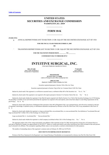 Thumbnail Intuitive Surgical 10-K Annual Report 