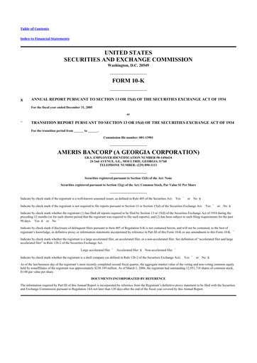 Thumbnail Ameris Bancorp
 10-K Annual Report 