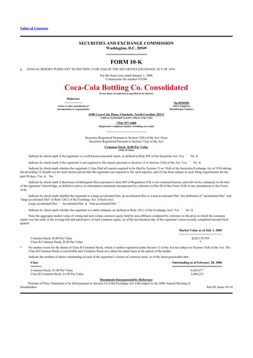 Thumbnail Coca-Cola Consolidated 10-K Annual Report 