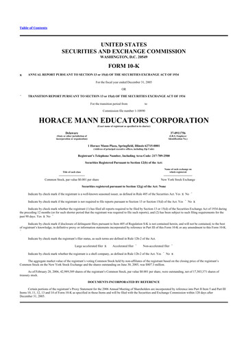 Thumbnail Horace Mann Educators 10-K Annual Report 