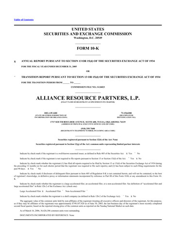 Thumbnail Alliance Resource Partners 10-K Annual Report 