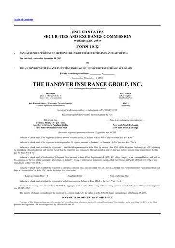 Thumbnail Hanover Insurance Group 10-K Annual Report 