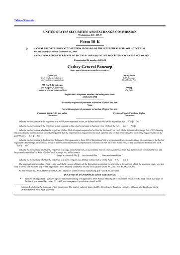 Thumbnail Cathay General Bancorp 10-K Annual Report 