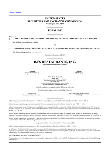 Thumbnail BJ's Restaurants
 10-K Annual Report 