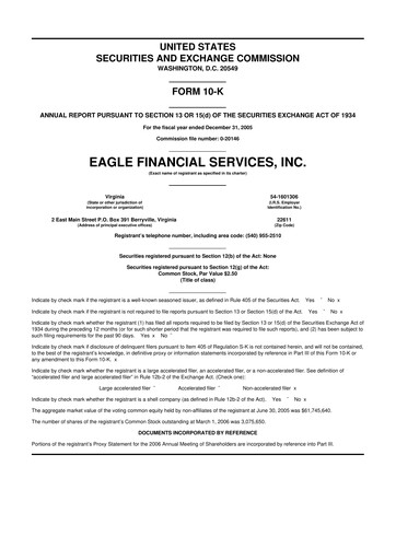 Thumbnail Eagle Financial Services 10-K Annual Report 