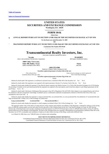 Thumbnail Transcontinental Realty Investors 10-K Annual Report 