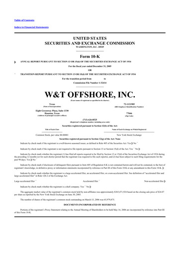 Thumbnail W&T Offshore 10-K Annual Report 