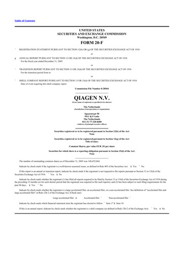 Thumbnail Qiagen  20-F Annual Report 