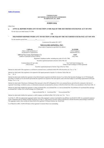 Thumbnail Williams-Sonoma 10-K Annual Report 