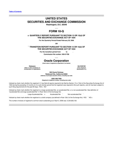 Thumbnail Oracle 10-Q Quarterly Report FY 