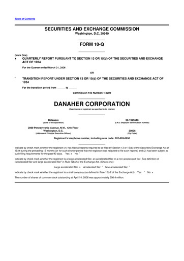 Thumbnail Danaher 10-Q Quarterly Report FY 