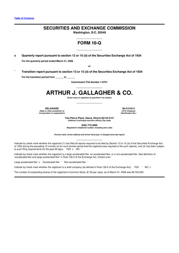 Vorschaubild Arthur J. Gallagher & Co.
 10-Q Quartalsbericht  