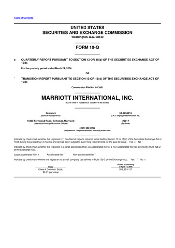 Thumbnail Marriott International 10-Q Quarterly Report FY 