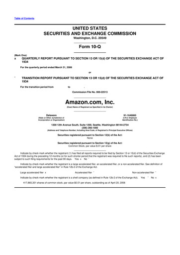 Thumbnail Amazon 10-Q Quarterly Report FY 
