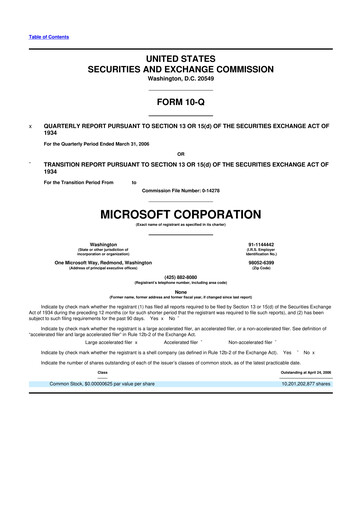Thumbnail Microsoft 10-Q Quarterly Report FY 